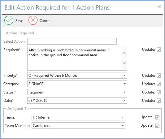 Update Required Example Update Actions Required