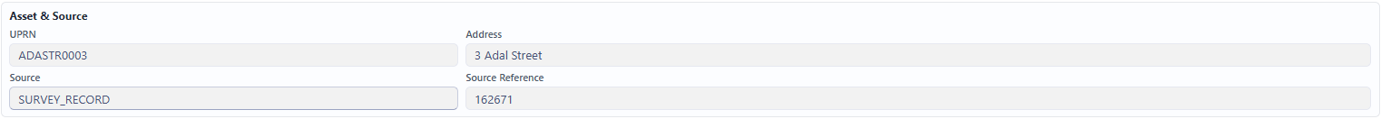 Asset and Source Section of the Action Screen
