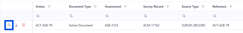 How to view an already uploaded document by clicking the magnifying glass.