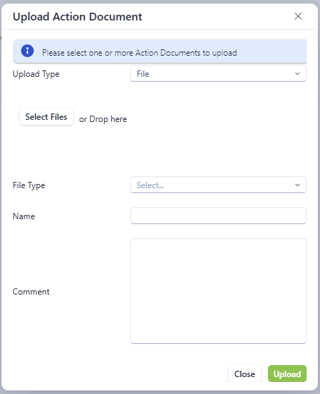 The upload document screen