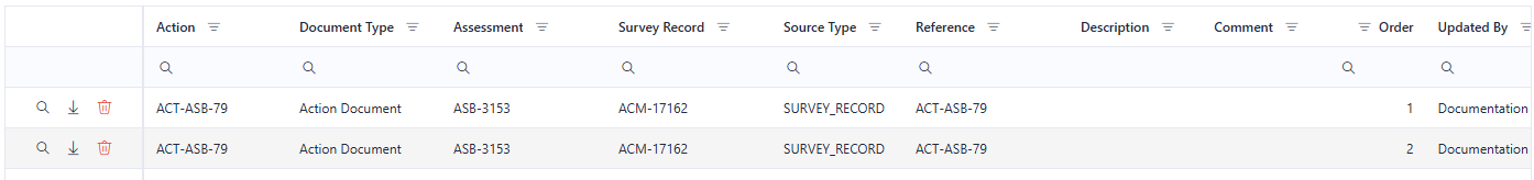 The uploaded files for the action